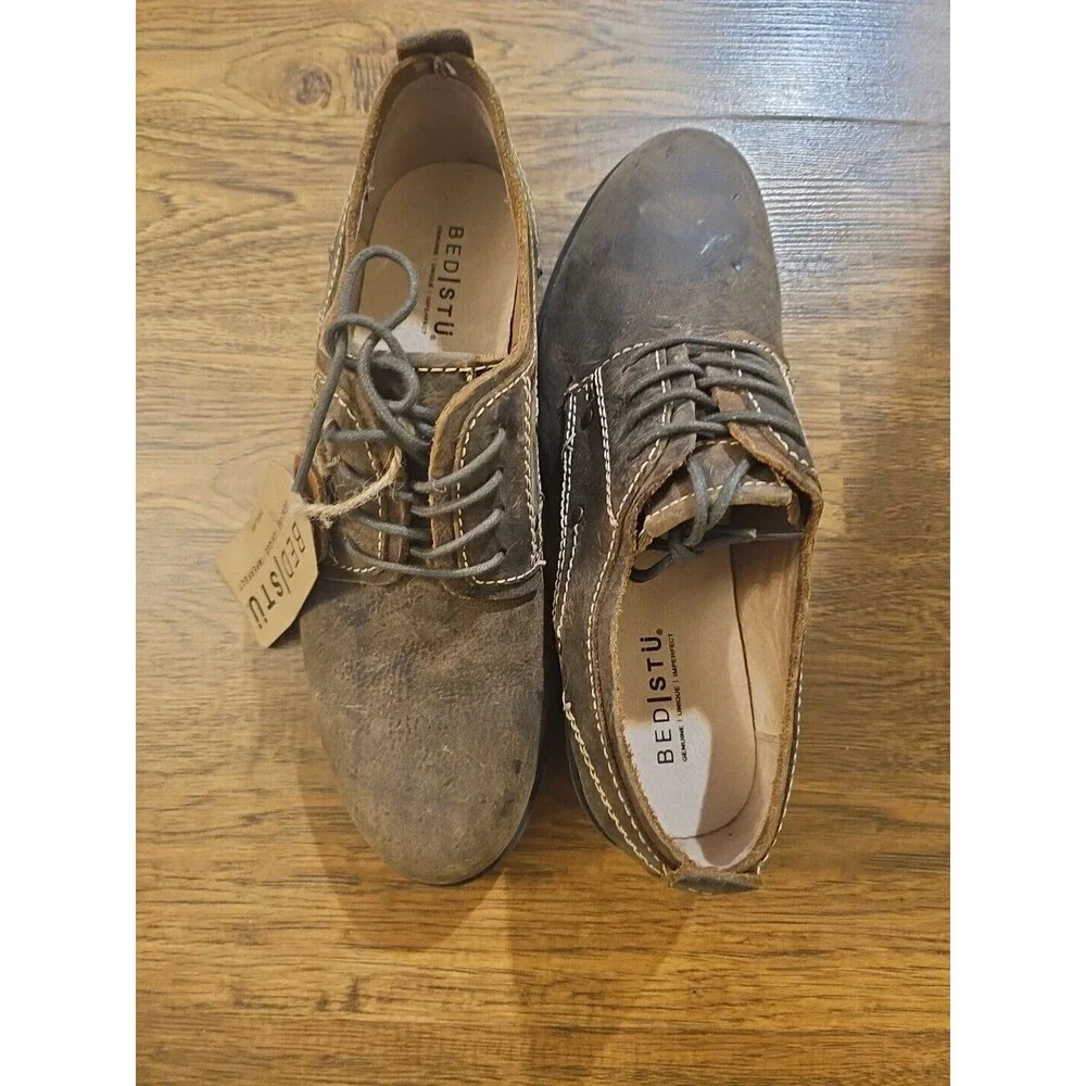 NWT Bed Stu Dupont Men's Size 8.5 Brown Distressed Leather Lace Up Oxford Shoes